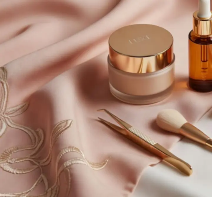 Curated flat-lay of premium personal care products in elegant packaging