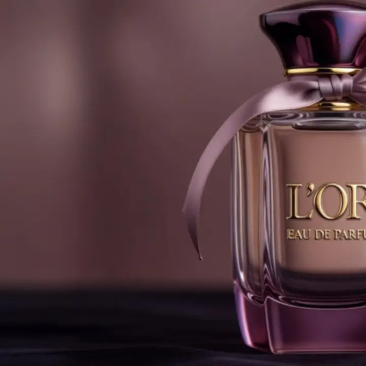 Close-up of an elegantly packaged fragrance bottle with embossed detailing