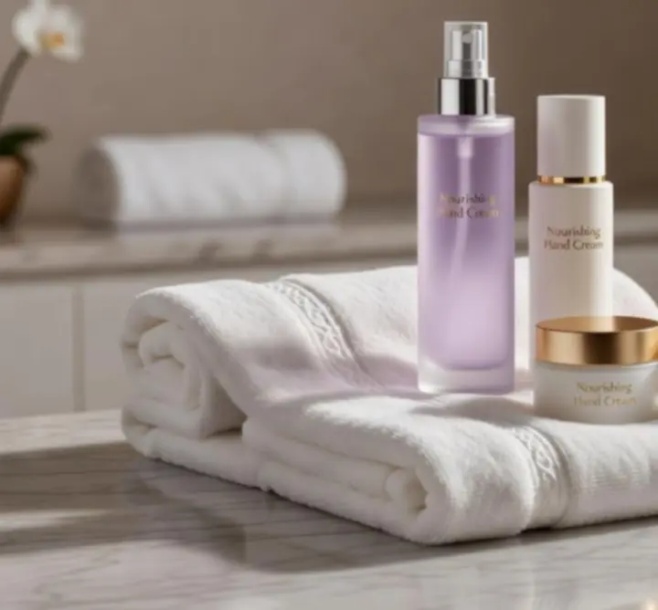 Spa-inspired wellness scene with premium body care products
